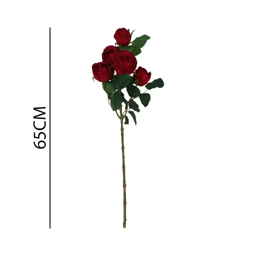 [631140] Vara rosa artificial 62cm单支5头奥斯汀玫瑰